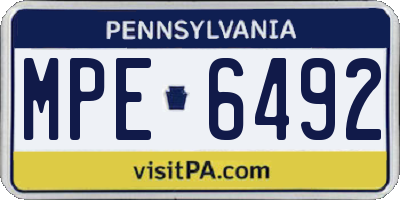 PA license plate MPE6492