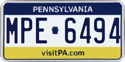 PA license plate MPE6494