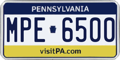 PA license plate MPE6500
