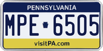 PA license plate MPE6505