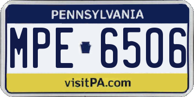 PA license plate MPE6506