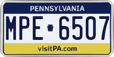 PA license plate MPE6507