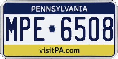 PA license plate MPE6508