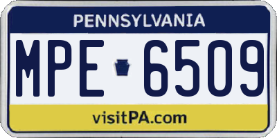 PA license plate MPE6509