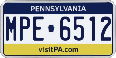 PA license plate MPE6512