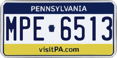 PA license plate MPE6513