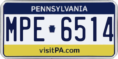 PA license plate MPE6514