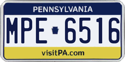 PA license plate MPE6516