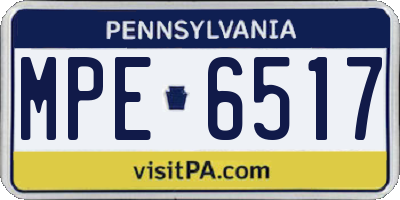 PA license plate MPE6517
