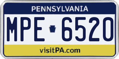 PA license plate MPE6520