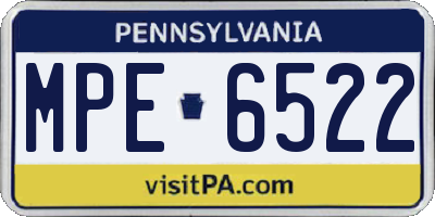 PA license plate MPE6522