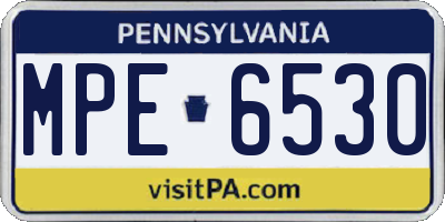 PA license plate MPE6530