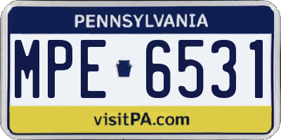PA license plate MPE6531
