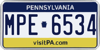 PA license plate MPE6534