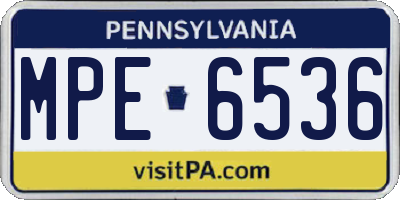 PA license plate MPE6536