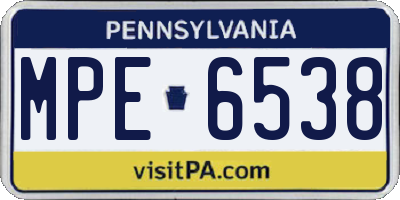 PA license plate MPE6538