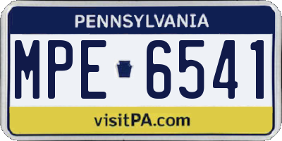PA license plate MPE6541
