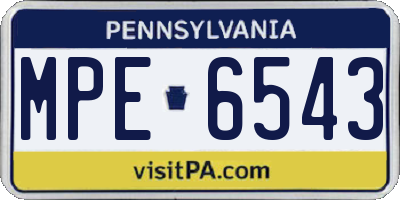 PA license plate MPE6543