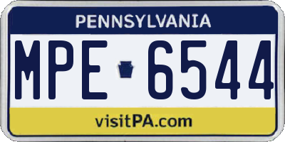 PA license plate MPE6544