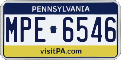PA license plate MPE6546