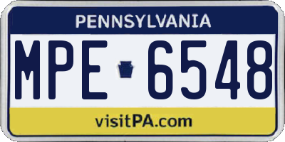 PA license plate MPE6548