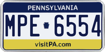 PA license plate MPE6554