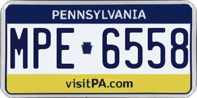 PA license plate MPE6558