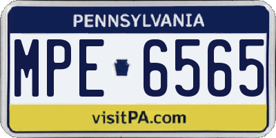 PA license plate MPE6565