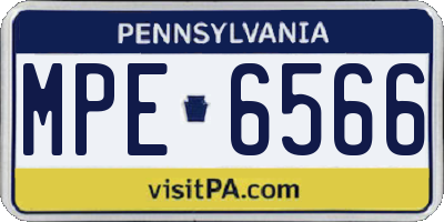 PA license plate MPE6566