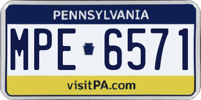 PA license plate MPE6571