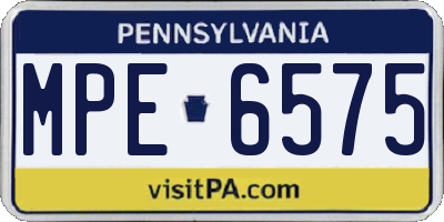 PA license plate MPE6575