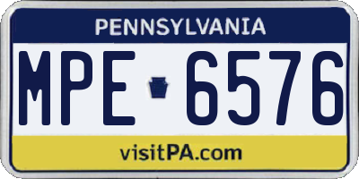 PA license plate MPE6576