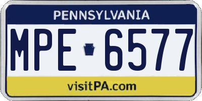 PA license plate MPE6577
