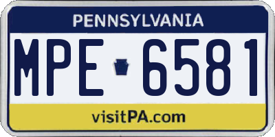 PA license plate MPE6581