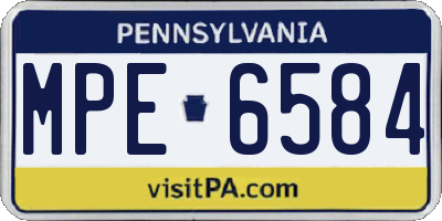 PA license plate MPE6584
