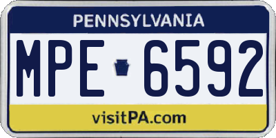 PA license plate MPE6592