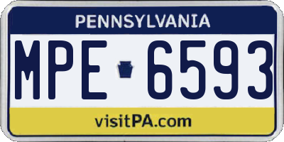 PA license plate MPE6593