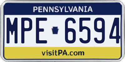 PA license plate MPE6594