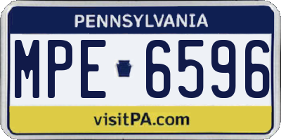 PA license plate MPE6596