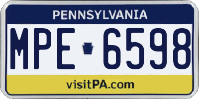PA license plate MPE6598
