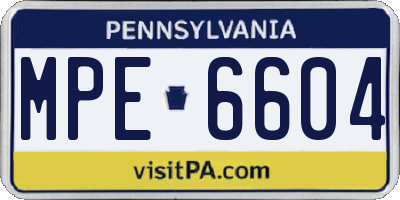 PA license plate MPE6604