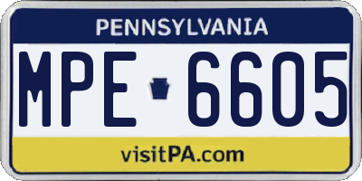 PA license plate MPE6605