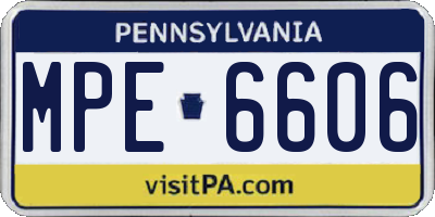PA license plate MPE6606
