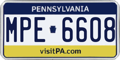 PA license plate MPE6608