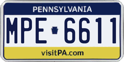 PA license plate MPE6611