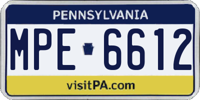 PA license plate MPE6612
