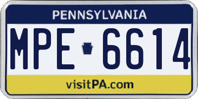 PA license plate MPE6614