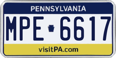 PA license plate MPE6617