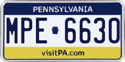 PA license plate MPE6630