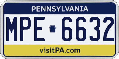 PA license plate MPE6632